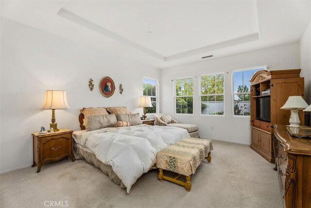 18 Corte Sevilla, San Clemente, CA 92673 - bedroom with a tray ceiling and light colored carpet