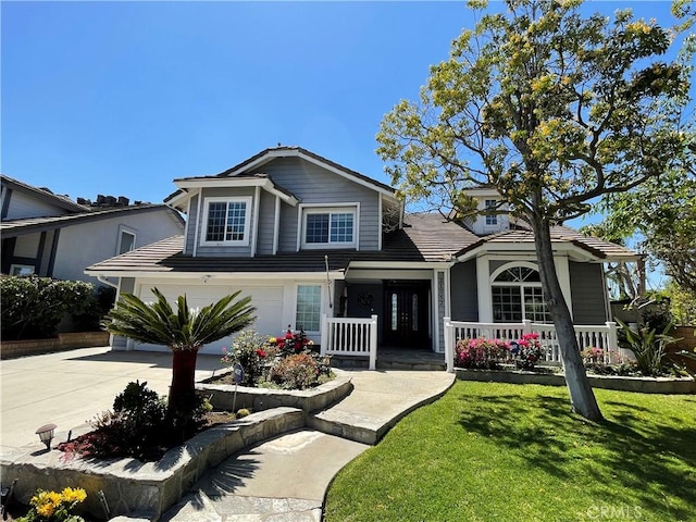 21062 Quail Run Dr, Diamond Bar, CA 91789 - traditional home featuring driveway, covered porch, a front yard, and a garage