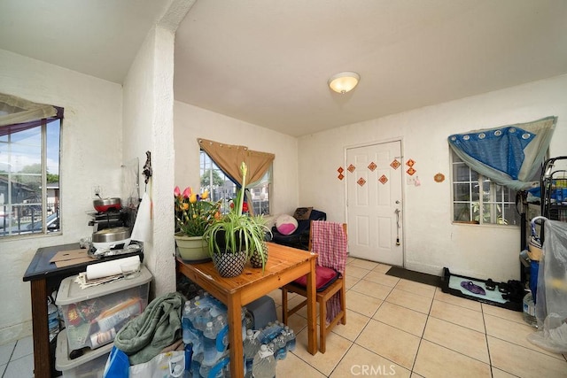 dining room with light tile patterned floors