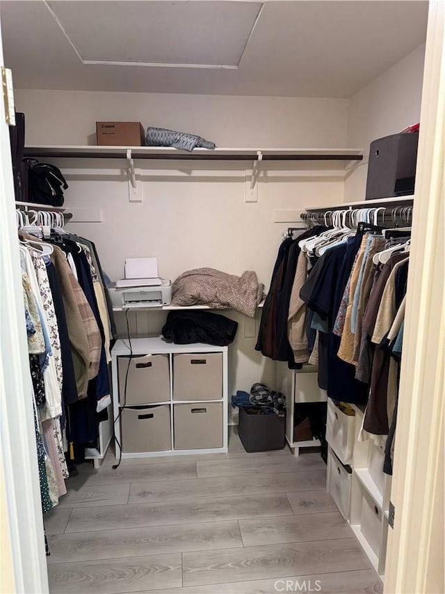 8823 Jacaranda Unit F, Montclair, CA 91763 - spacious closet with light wood-style floors and attic access