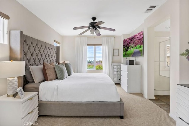372 W Linden Dr, Orange, CA 92865 - bedroom with baseboards, a ceiling fan, and light carpet