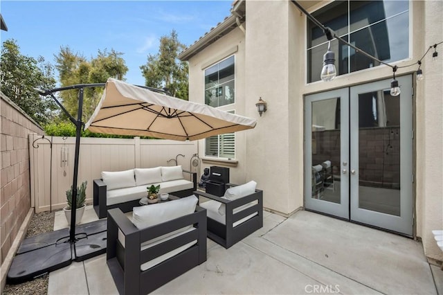 372 W Linden Dr, Orange, CA 92865 - view of patio / terrace with french doors, a fenced backyard, and an outdoor hangout area