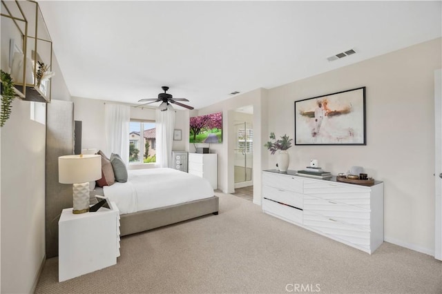 372 W Linden Dr, Orange, CA 92865 - bedroom with carpet floors, baseboards, ceiling fan, and ensuite bathroom