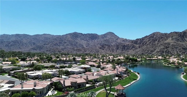 48143 Calle Seranas Ln, Quinta, CA 92253 - bird's eye view with a residential view and a water and mountain view