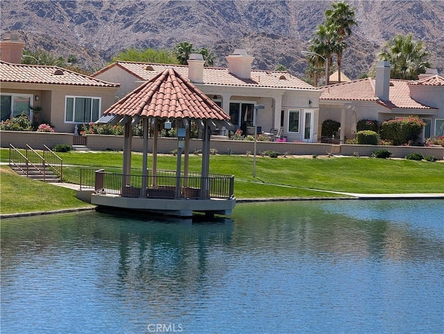 48143 Calle Seranas Ln, Quinta, CA 92253 - dock area featuring a yard and a water and mountain view