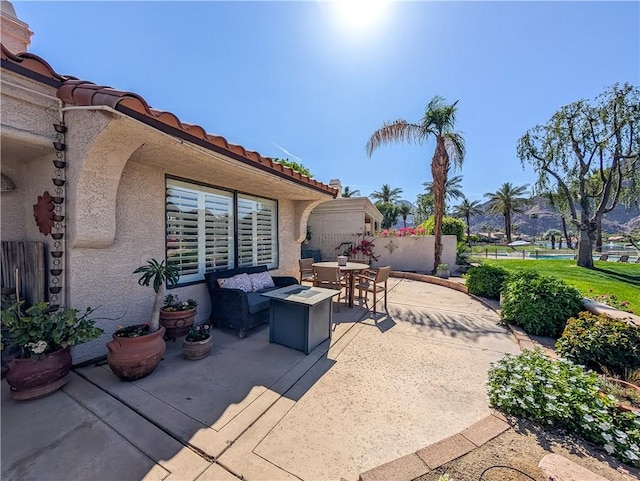 48143 Calle Seranas Ln, Quinta, CA 92253 - view of patio / terrace with fence and outdoor dining area