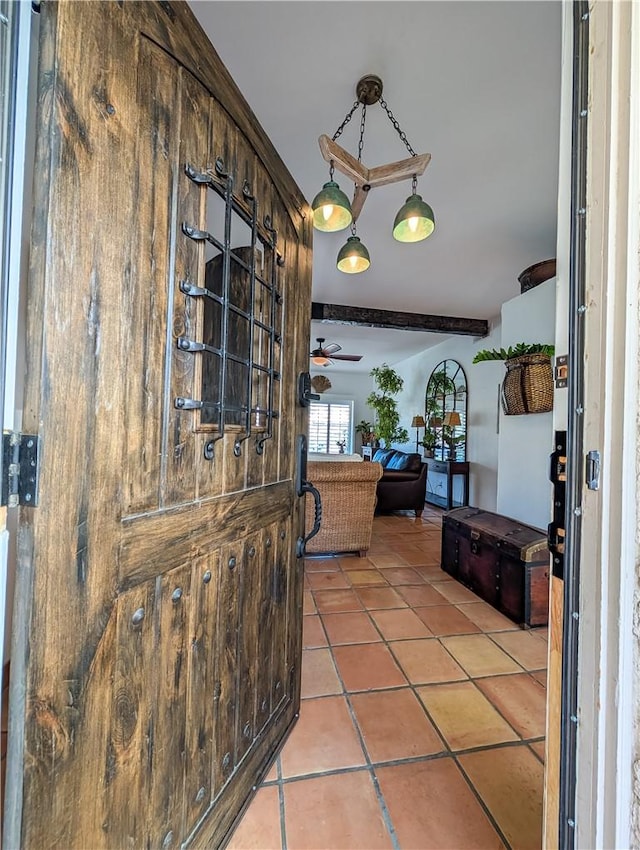 48143 Calle Seranas Ln, Quinta, CA 92253 - interior space with a ceiling fan and tile patterned floors