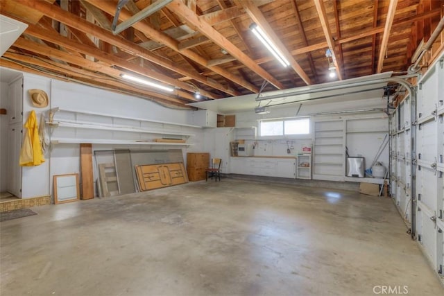 garage with a garage door opener