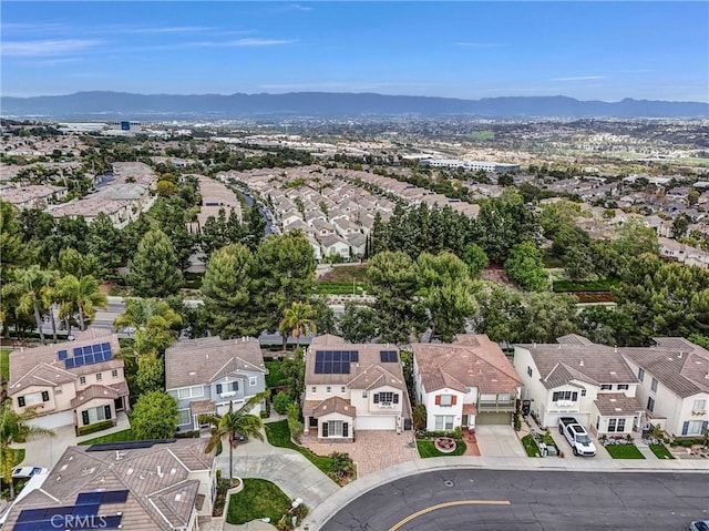 bird's eye view featuring a mountain view and a residential view
