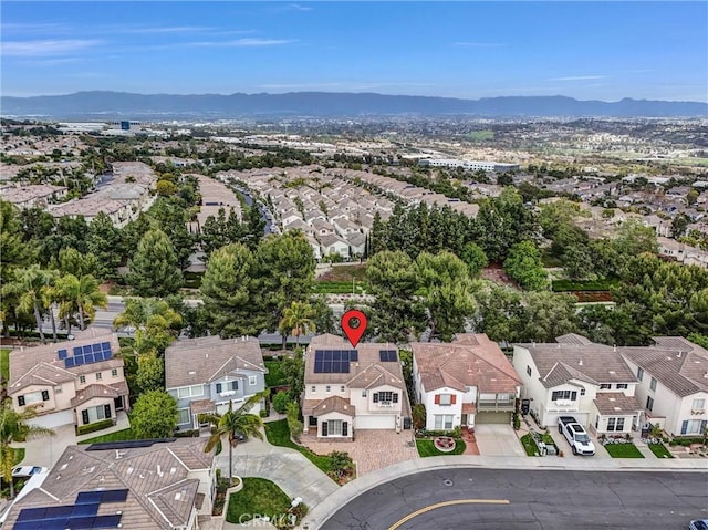 birds eye view of property featuring a residential view and a mountain view