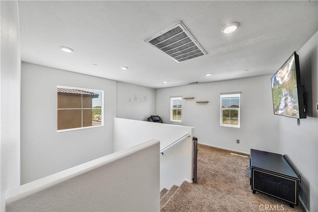 67410 Rio Vista Dr, Cathedral City, CA 92234 - corridor featuring an upstairs landing, carpet flooring, and recessed lighting