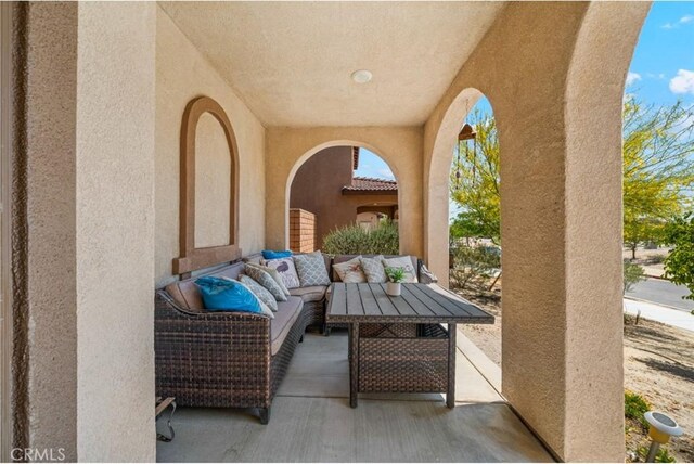67410 Rio Vista Dr, Cathedral City, CA 92234 - view of patio featuring an outdoor hangout area