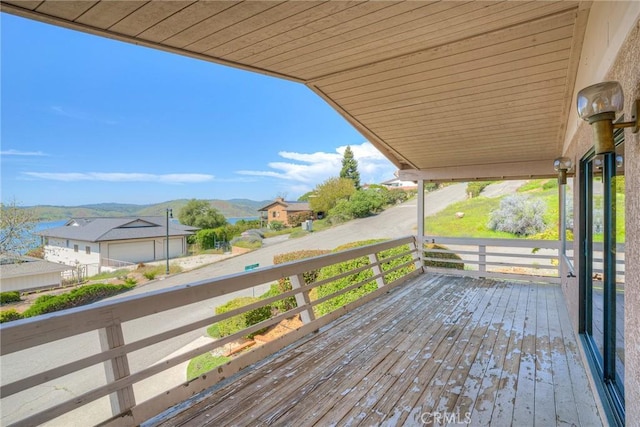 deck with a mountain view