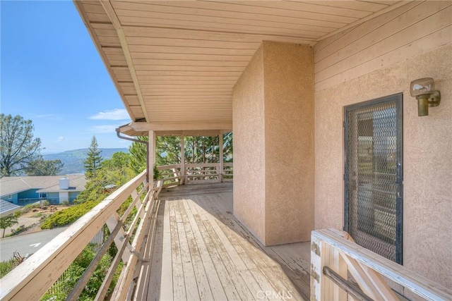 balcony featuring a mountain view