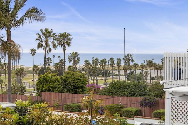 property view of water with fence