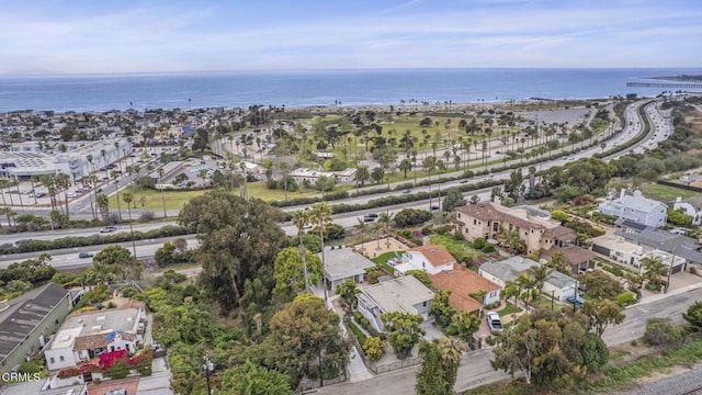 aerial view with a residential view and a water view