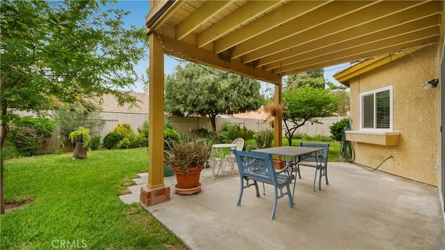 view of patio / terrace with a fenced backyard and outdoor dining space