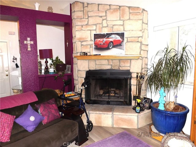 848 Oakmont, Lake Arrowhead, CA 92352 - living room with a fireplace and wood finished floors