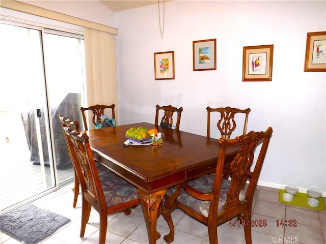 848 Oakmont, Lake Arrowhead, CA 92352 - dining space with light tile patterned floors and baseboards
