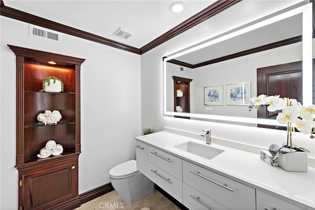 6 Riverstone, Laguna Niguel, CA 92677 - bathroom with crown molding, visible vents, toilet, and vanity