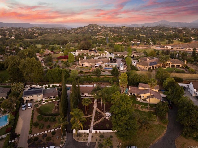 drone / aerial view with a mountain view