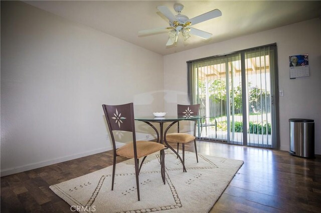 272 Rio Bravo Ct, Corning, CA 96021 - dining area with wood finished floors, baseboards, and ceiling fan