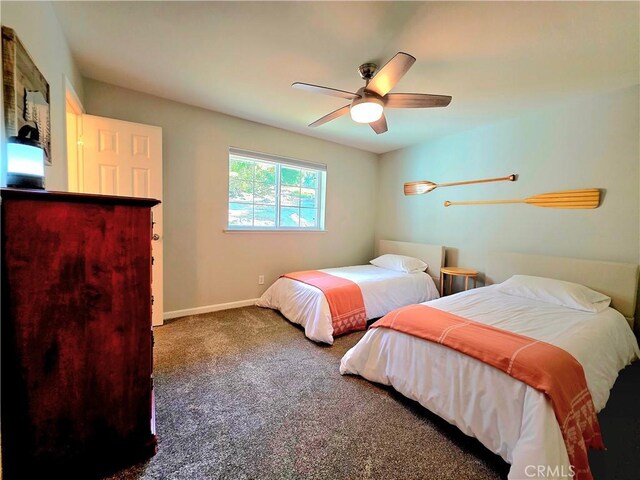 47180 Lookout Mountain Dr, Coarsegold, CA 93614 - carpeted bedroom featuring ceiling fan and baseboards