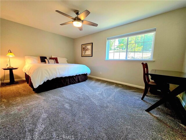 47180 Lookout Mountain Dr, Coarsegold, CA 93614 - carpeted bedroom featuring baseboards and ceiling fan