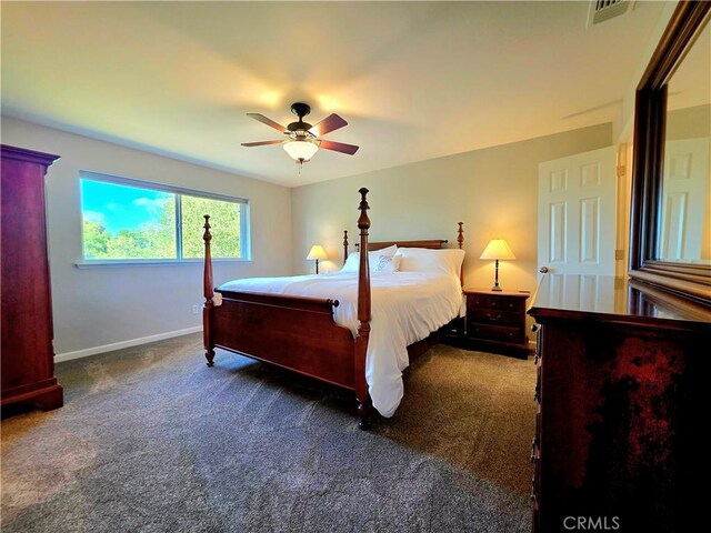47180 Lookout Mountain Dr, Coarsegold, CA 93614 - carpeted bedroom with baseboards and a ceiling fan