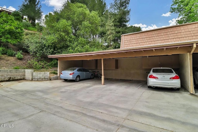 view of covered parking lot