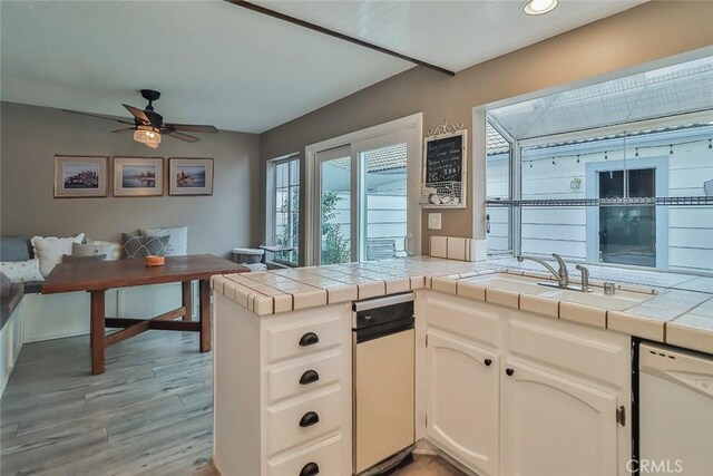 415 Jeremiah Dr Unit B, Simi Valley, CA 93065 - kitchen with a wealth of natural light, light wood-style flooring, white dishwasher, and a sink