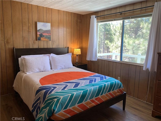 33010 Juniper Ln, Green Valley Lake, CA 92341 - bedroom featuring wooden ceiling, wood finished floors, and wooden walls