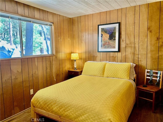 33010 Juniper Ln, Green Valley Lake, CA 92341 - bedroom featuring wood finished floors and wood walls