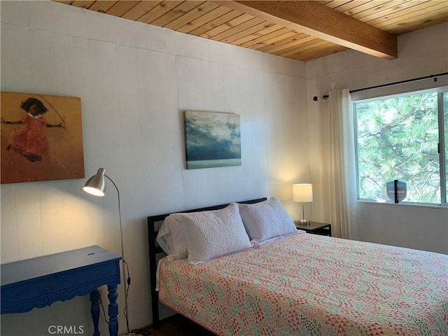 33010 Juniper Ln, Green Valley Lake, CA 92341 - bedroom with beam ceiling and wood ceiling