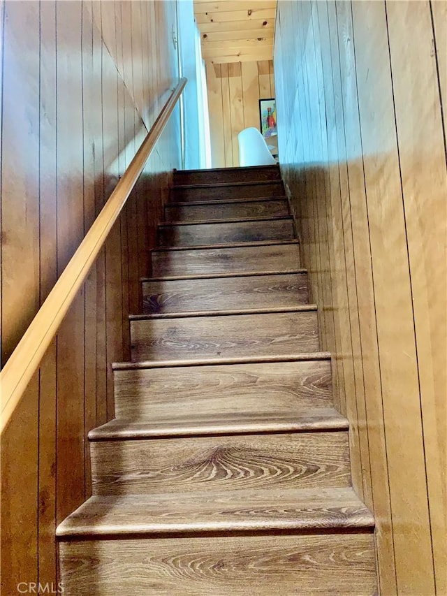 33010 Juniper Ln, Green Valley Lake, CA 92341 - staircase with wood walls