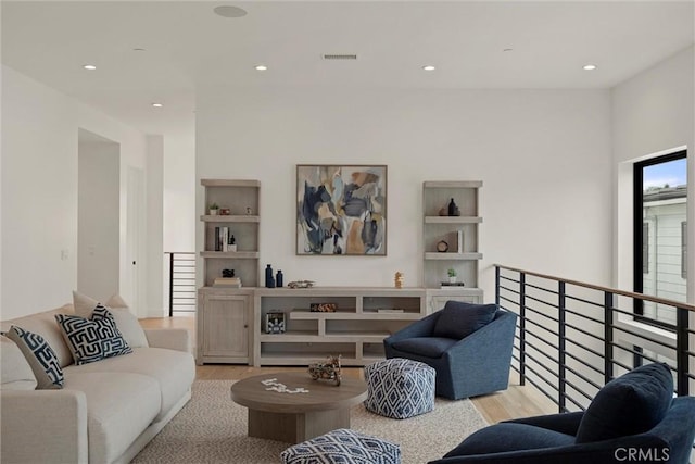 1311 18th St, Manhattan Beach, CA 90266 - living room featuring light wood-style flooring and recessed lighting