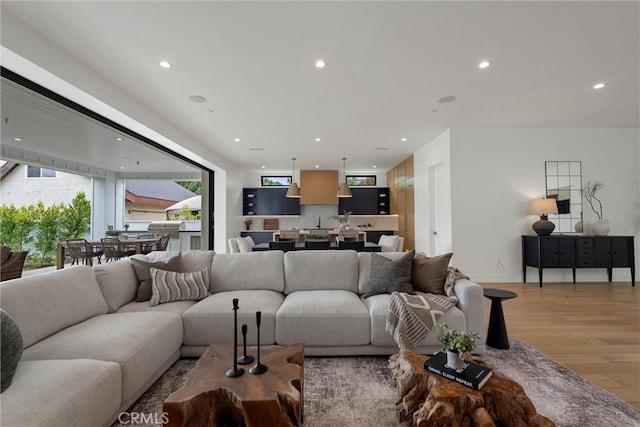1311 18th St, Manhattan Beach, CA 90266 - living area featuring light wood-style floors and recessed lighting
