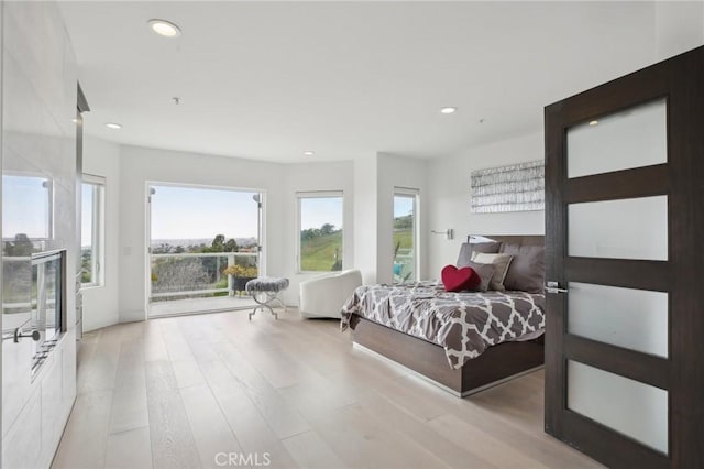 3 Via Pasa, San Clemente, CA 92673 - bedroom featuring recessed lighting, light wood-style floors, and access to outside