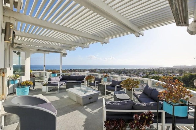 3 Via Pasa, San Clemente, CA 92673 - view of patio / terrace featuring an outdoor living space with a fire pit, a pergola, and a water view
