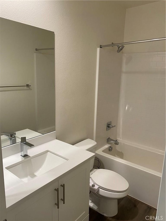 13110 Rosamond Ct, Hesperia, CA 92395 - bathroom featuring shower / bathtub combination, vanity, and toilet