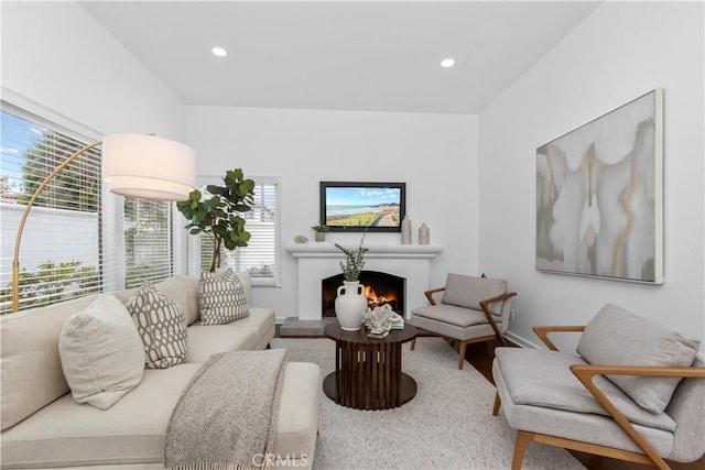 31 Terraza Del Mar, Dana Point, CA 92629 - living area featuring recessed lighting and a warm lit fireplace