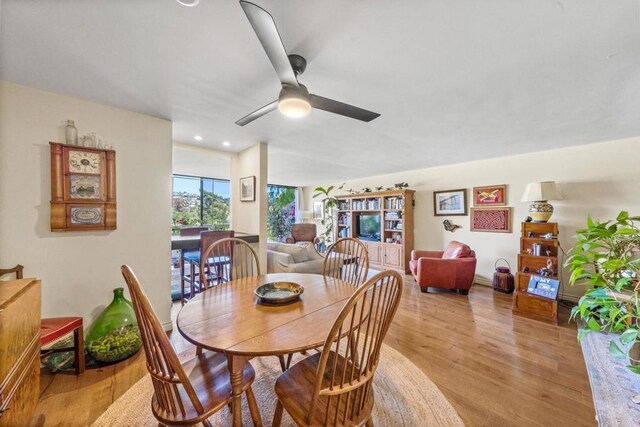 2564 Navarra Dr Unit 113, Carlsbad, CA 92009 - dining room featuring light wood-style floors and a ceiling fan