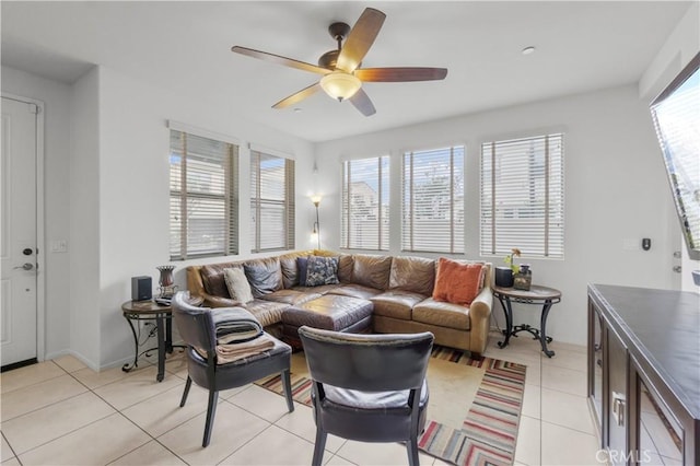 4250 W 5th St, Santa Ana, CA 92703 - living room featuring ceiling fan and light tile patterned floors