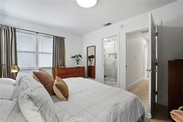 bedroom featuring light carpet and visible vents