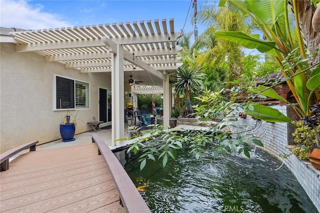view of dock featuring a pergola