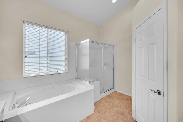 6017 Piros Way, Oceanside, CA 92056 - full bathroom featuring tile patterned flooring, a garden tub, and a stall shower