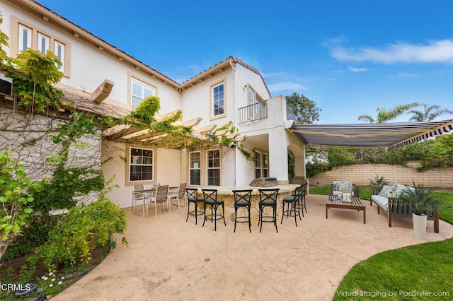 5018 Via Andrea, Newbury Park, CA 91320 - view of patio featuring a pergola, a balcony, and outdoor dry bar