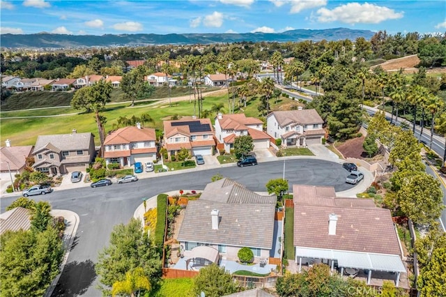 birds eye view of property featuring a residential view and a mountain view