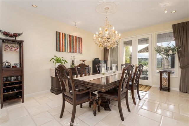12 Santa Barbara Pl, Laguna Niguel, CA 92677 - dining room with recessed lighting, an inviting chandelier, and baseboards