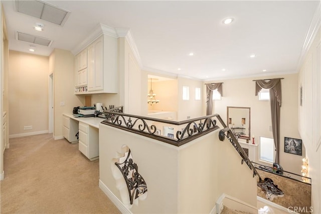 12 Santa Barbara Pl, Laguna Niguel, CA 92677 - interior space with recessed lighting, visible vents, baseboards, white cabinets, and light colored carpet
